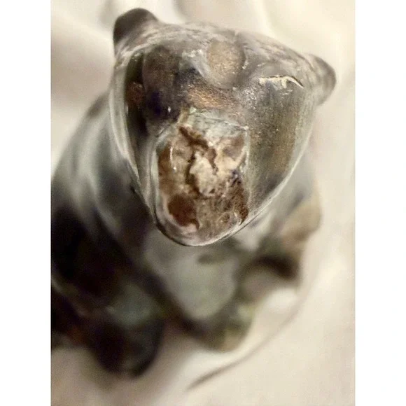 Vintage Hand Carved Soapstone Bear Seal Figurine Seated Intuit Stone Sculpture - Picture 10 of 11